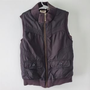 Nordstrom Solid Black Zip Up Puffer Vest